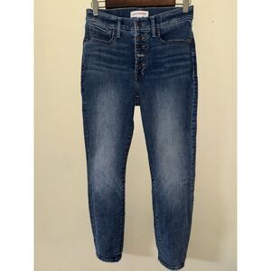 Lucky Brand High Rise Button Fly Skinny Jeans Size 6/28 Medium Wash *Flaw*